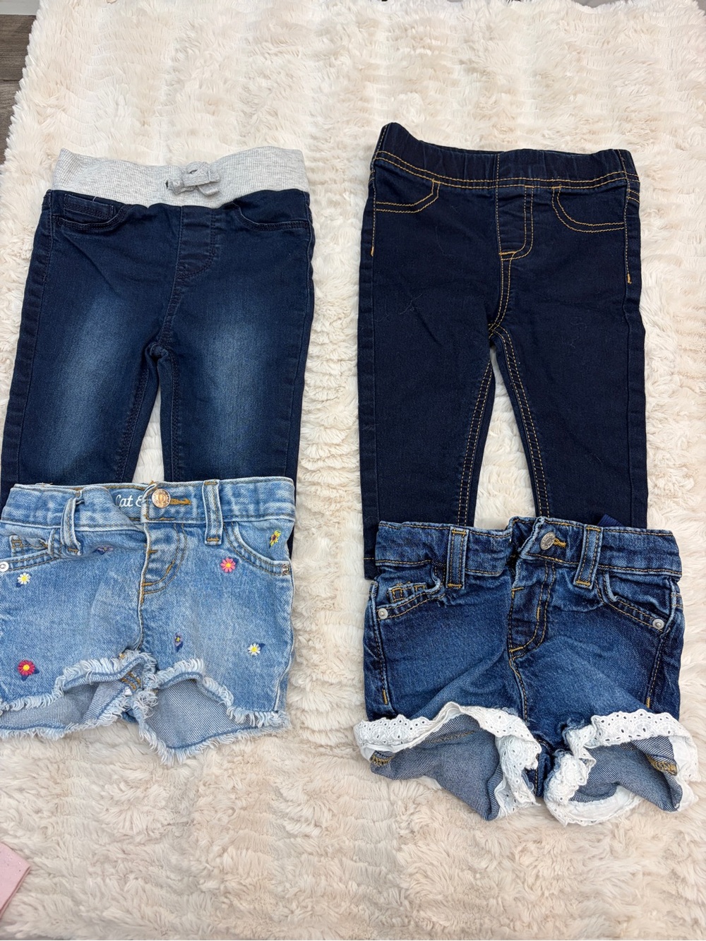 Cat & Jack Denim Shorts and Jeggings Set - Dark Blue and Light Blue